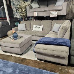 SECTIONAL CHAISE SOFA LIGHT GREY - ALLOY -NEW-