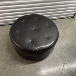 Brown Faux Leather Ottoman 