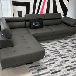 New Sectional Leather Grey 