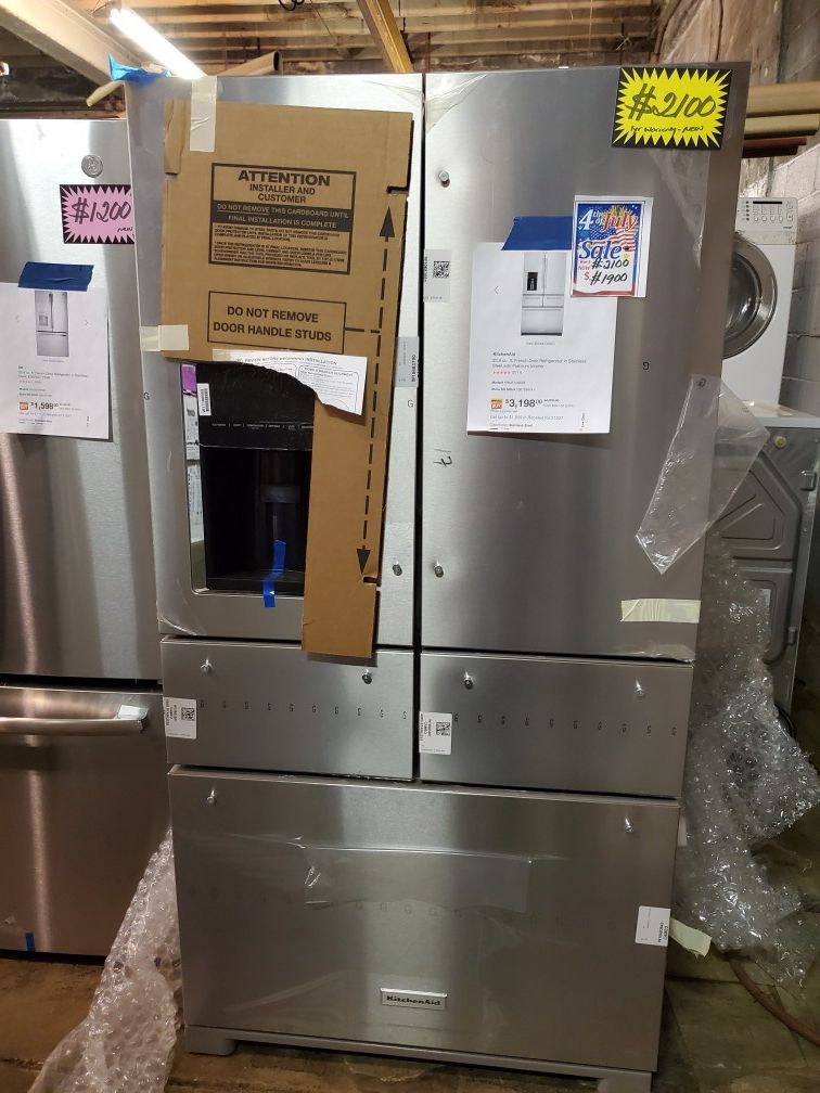 New 5- french door refrigerator in stainless steel 1yr. Waranty