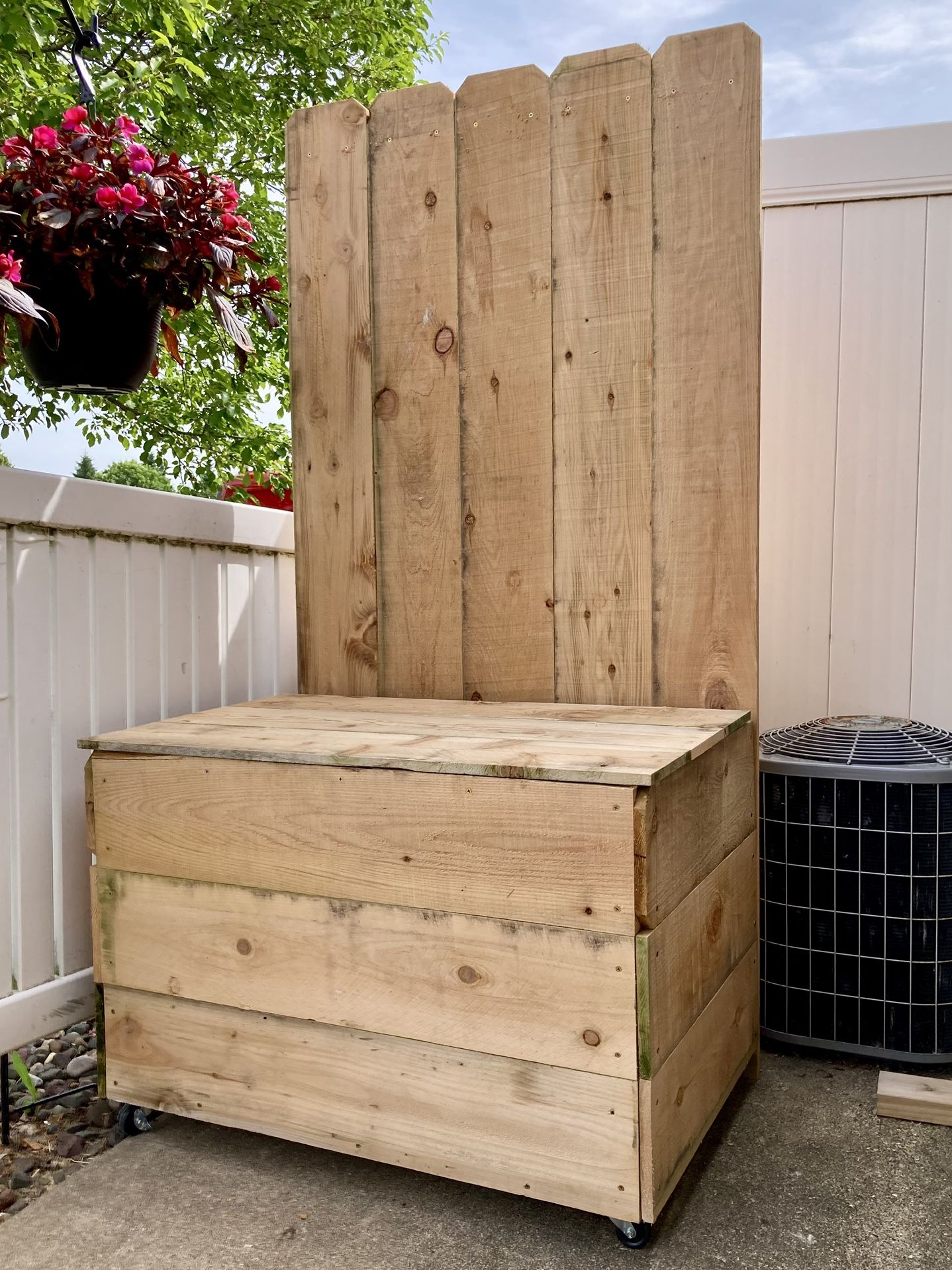 Solid Natural Cedar Storage Box Coat Rack
