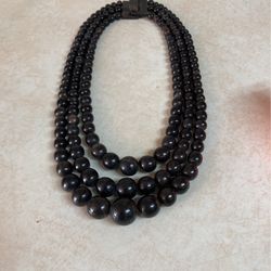 Polished Bronzite 3 Stand Necklace