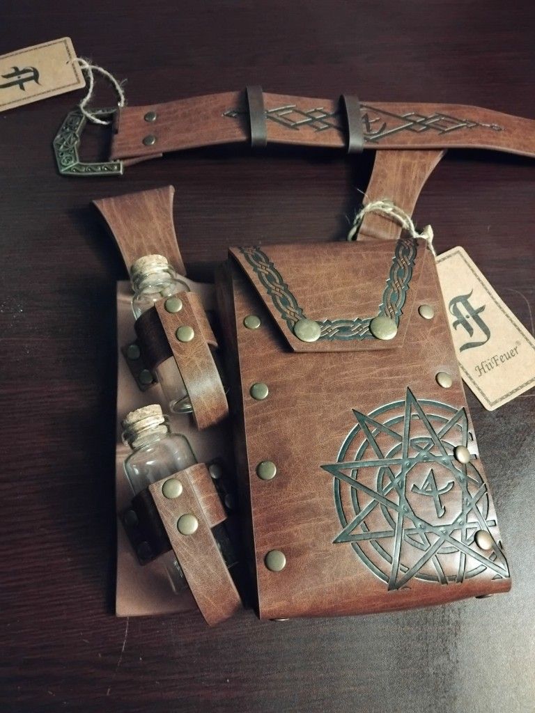 Witchy Pagan Leather Alchemy Pouch