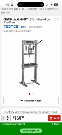 12 ton bottle neck press