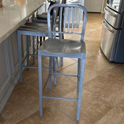Gray Metal Bar Stool , Set Of 3 For Sale