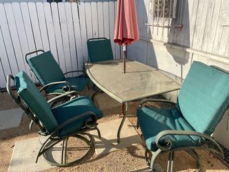 Patio set - 4 chairs, aqua green