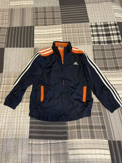 Adidas Athletic Jacket Windbreaker Youth/Kids Size 6, Navy Blue/Orange