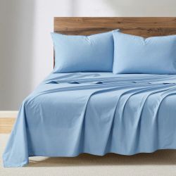 Brand New DKNY Vintage Washed 100% Cotton Sheet Set (Blue) – In Packaging