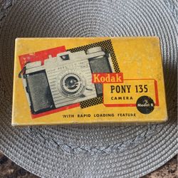 Kodak Pony 135 Camera Model B With Rapid Loading Feature And Kodak IV Flash holder With Removable Reflection