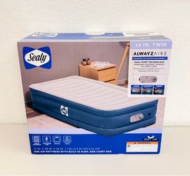 NEW Sealy Air Mattress USB Charging TWIN AlwayzAire Flocked Top Built-in Dual Pump