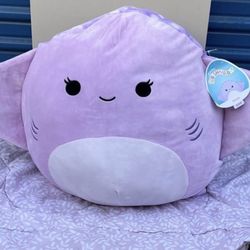 Squishmallows Purple and White stingray Stuffed Animal
