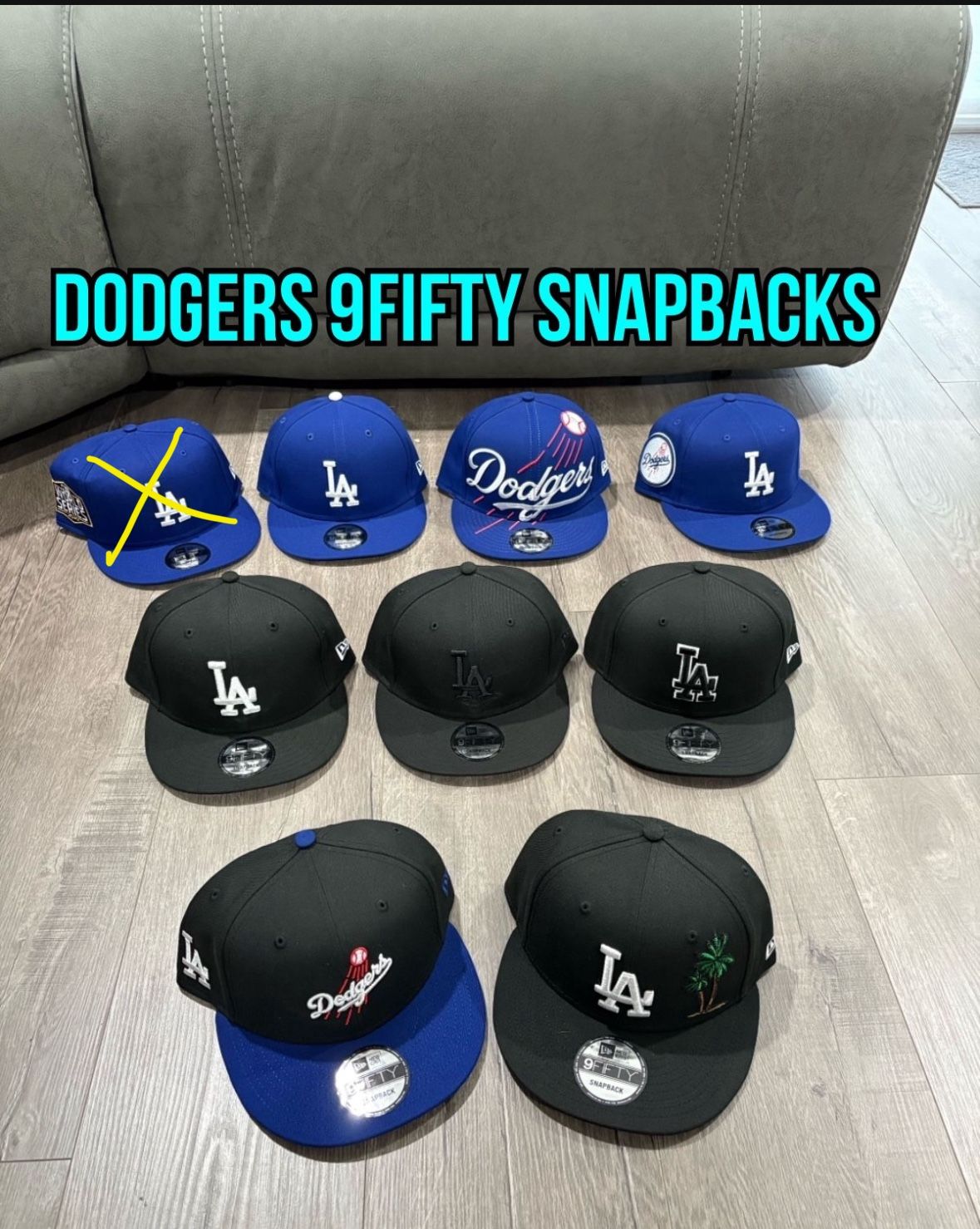 MLB New Era Los Angeles Dodgers Black And Blue 9fifty SnapBack Hats