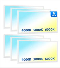 6-Pack 2 ft. x 4 ft. 6250 Lumen Dimmable Integrated LED Flat Panel Ceiling Flush Mount Fixture with Selectable 3CCT