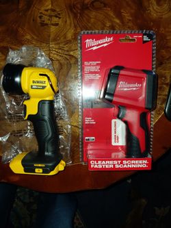 Milwaukee infrared temp-gun and dewalt 20v max spot light