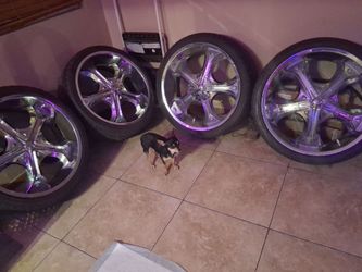 Set of 4 Chrome Rims with Tires