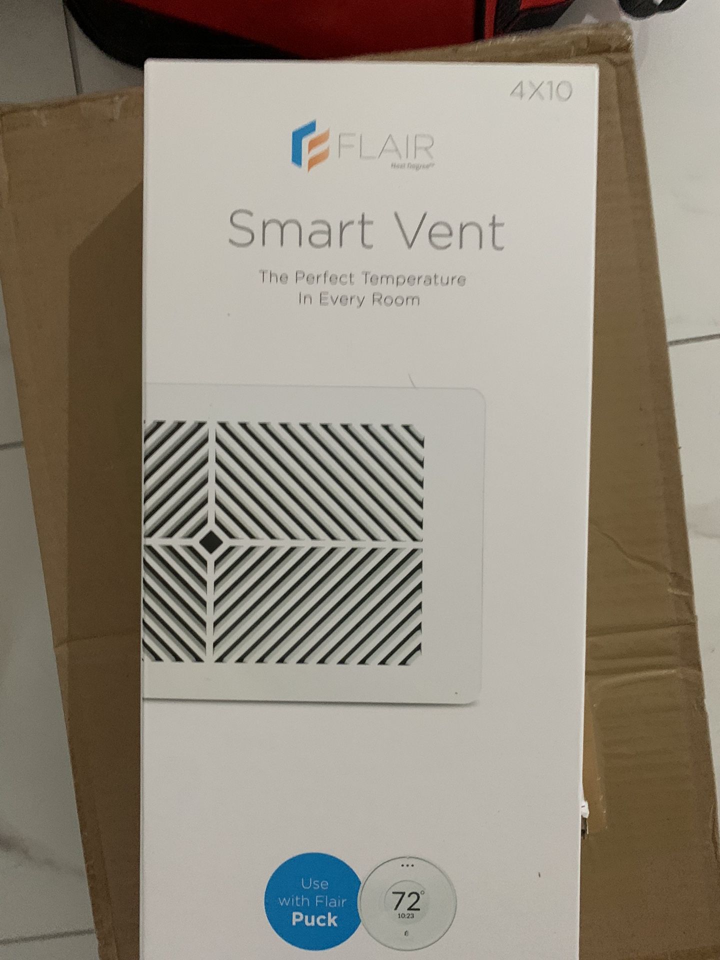 Flair Smart Vent 4x10 (White), AC Vent Cover for Floors, Walls and Ceilings. Requires Flair Puck to Operate. Compatible with Smart Thermostats and Voi