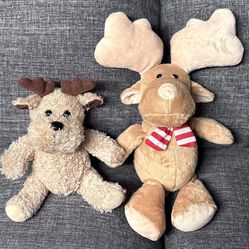 🫎 2 Plush Stuffed Animals: Moose and a Reindeer, Super Cute and Adorable (brand new)