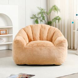 Homy Casa · Glacier 41″ Teddy Bean Bag Sofa Chair · Beige Lounge