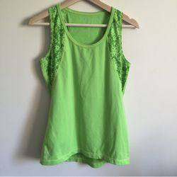ATHLETA Neon Lime Green Energy Paisley Mandala Racerback Workout Tank Top