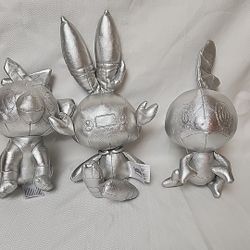 Pokemon 25th Anniversary Silver 8" Plush Lot - Scorbunny/Grookey/Sobble