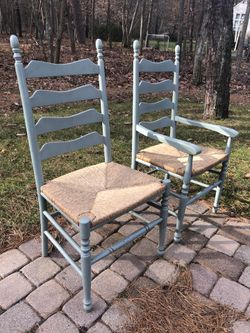 Farmers’ Hardwood and Wicker Dinner Chairs