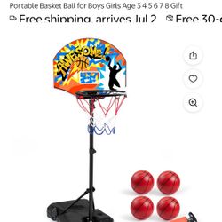 Joyin New Kids Adjustable Basketball Hoop Balls/pump
