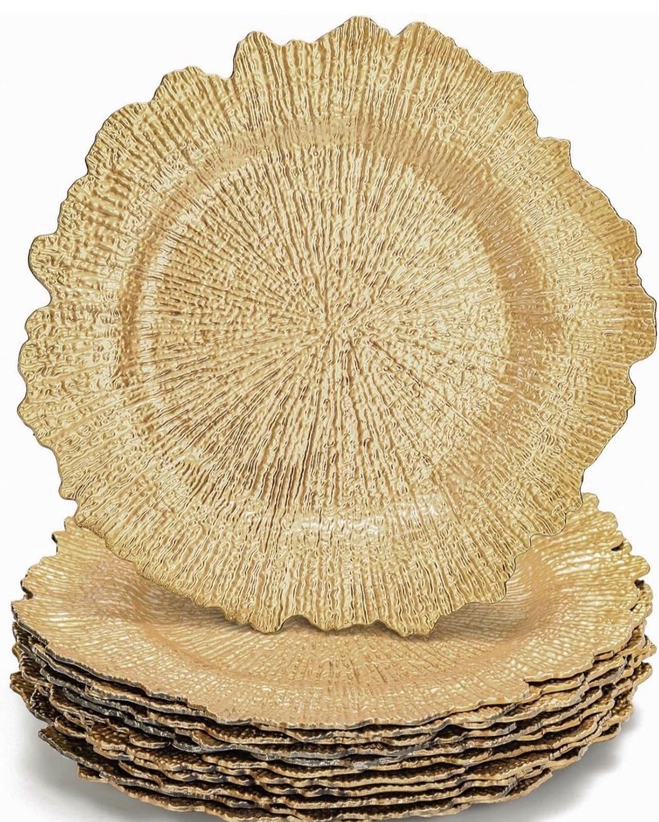 Spruzzo Charger- Gold Plates. Each $2.00