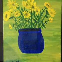 Sunflowers In Vase acrylic original Painting 