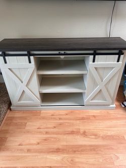 Standing barn door cabinet