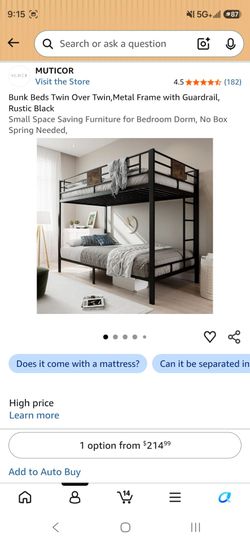 Metal Bunk bed with 2 twin size mattress