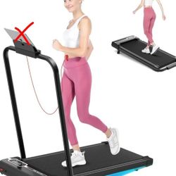 Incline Walking Pad with Handle Bar, Foldable Portable Under Desk Treadmill for Home Office, Ultra Quiet <45dB, Safety Lock, 300+ LB Capacity

