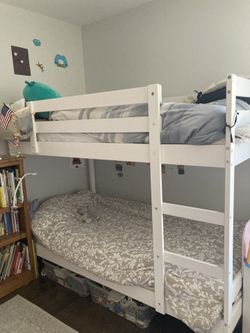 Bunk Bed Frame White Twin + Mattresses