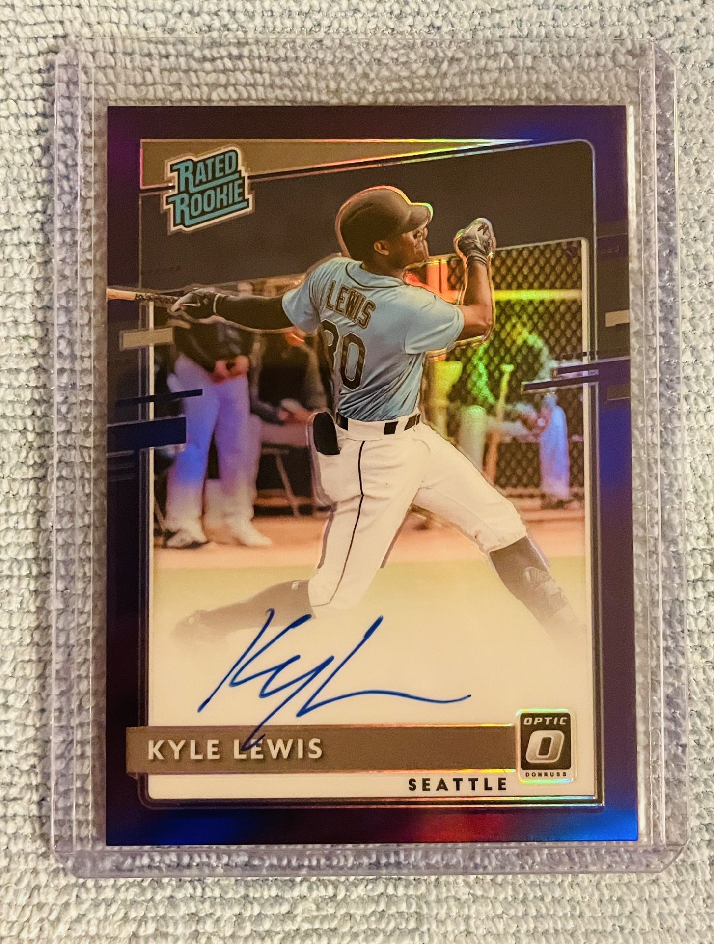 Kyle Lewis Seattle Mariners 2020 Panini Donruss Optic Rated Rookie Signatures Purple Prizm /125!