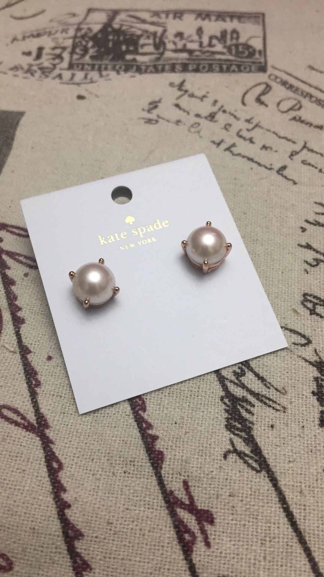 NWT Kate Spade Pearl Earrings w Rose Gold