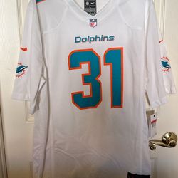 NFL Team Miami Dolphins #31 Mostert Vintage Authentic NFL Jersey Size Large Brand New 