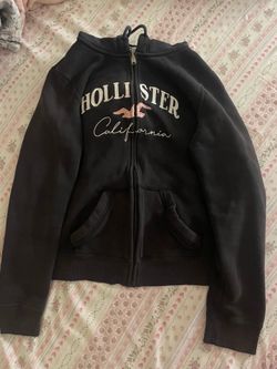 Black with pink bird Hollister zip-up