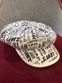 Pre Owned Levi's Vintage Monogram Print Newsboy Cap All-Over Logo Baker Boy Hat