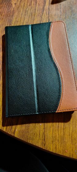 Leather Folio Case for Amazon Fire HD 7 (2022) - Black/Brown - New