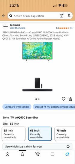 SAMSUNG 65-Inch Class Crystal UHD CU8000 Series