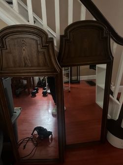 Pair of Tall Wood Frame Floor Mirrors