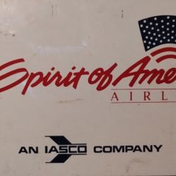 Vintage Spirit of America Airlines sign, metal, Iasco, 25x12", Rare!!