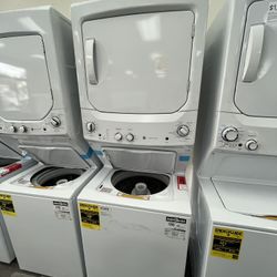 GE Spacemaker Laundry Tower Washer w/ Gas Dryer, 1 Yr Warranty