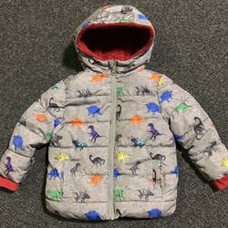 SwissTech boys size 4T fleece lined hooded dinosaur puffer winter jacket coat 