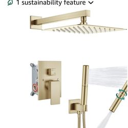  Shower System with Rainfall Shower Head and Handheld Wall Mount,High Pressure Shower Faucet Set Fixture Combo with 2 in 1 Handheld Spray Rough-in Val