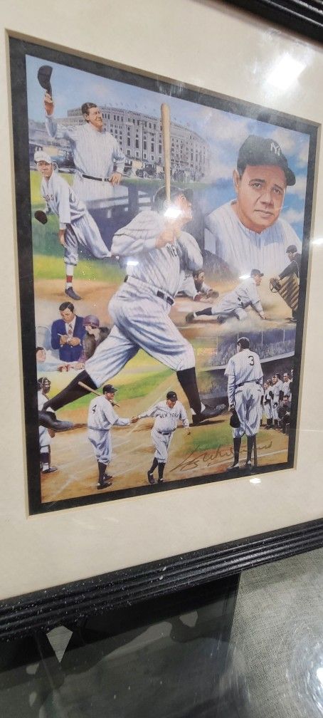 Babe Ruth Collage Signed by His Daughter Julia Ruth Stevens

