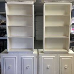 White Bookshelf Cabinets (Set of 2) – Great Condition