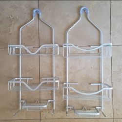 Set of 2 Satin Chrome Finish Shower Caddy