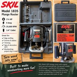 SKIL Model 1835 Plunge Router with Case and Bits