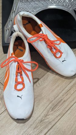 Puma White and Orange Soccer Cleats