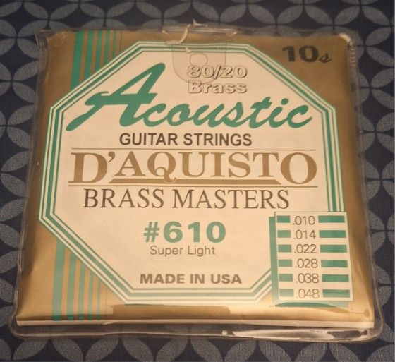D'Aquisto Brass Masters #610 super light acoustic guitar strings